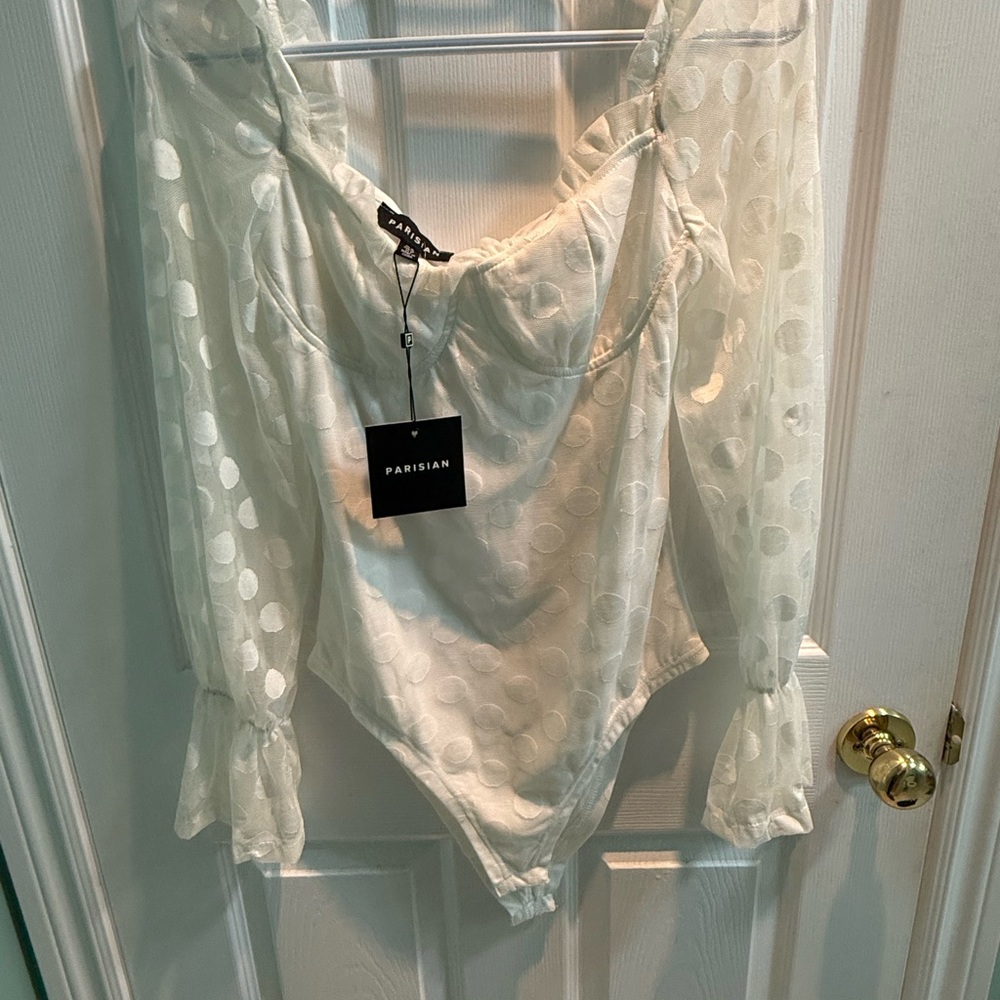 Parisian White Polka Dot Bodysuit